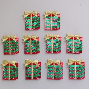 Sequined Gift Box Iron On Appliques  Bundle Of 10 - NEW